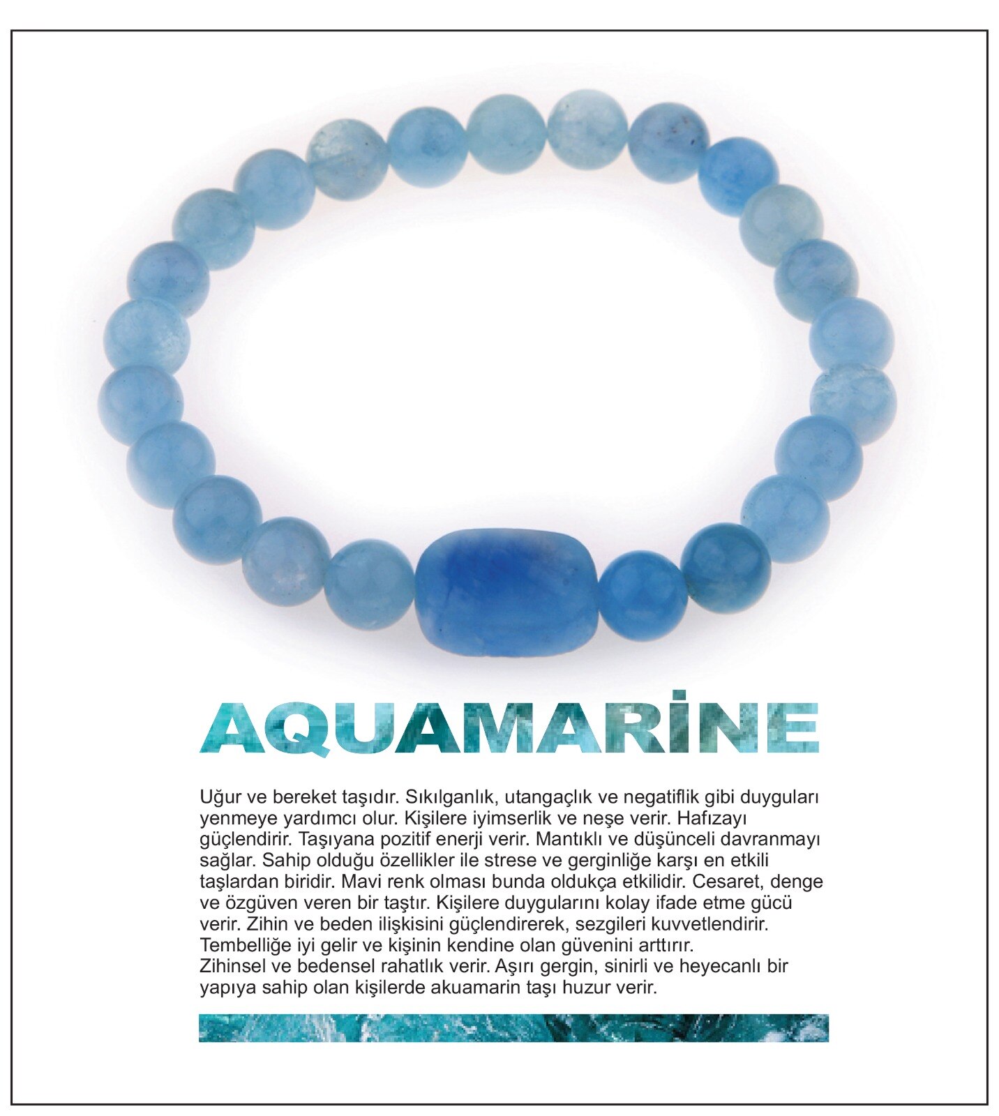 Aquamarine Doğal Taş   Bileklik